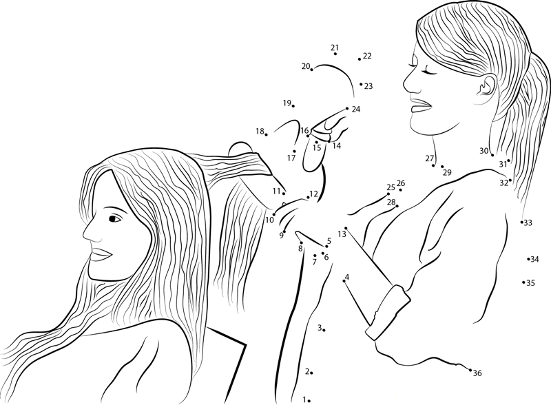 Hairdressers printable dot to dot worksheet