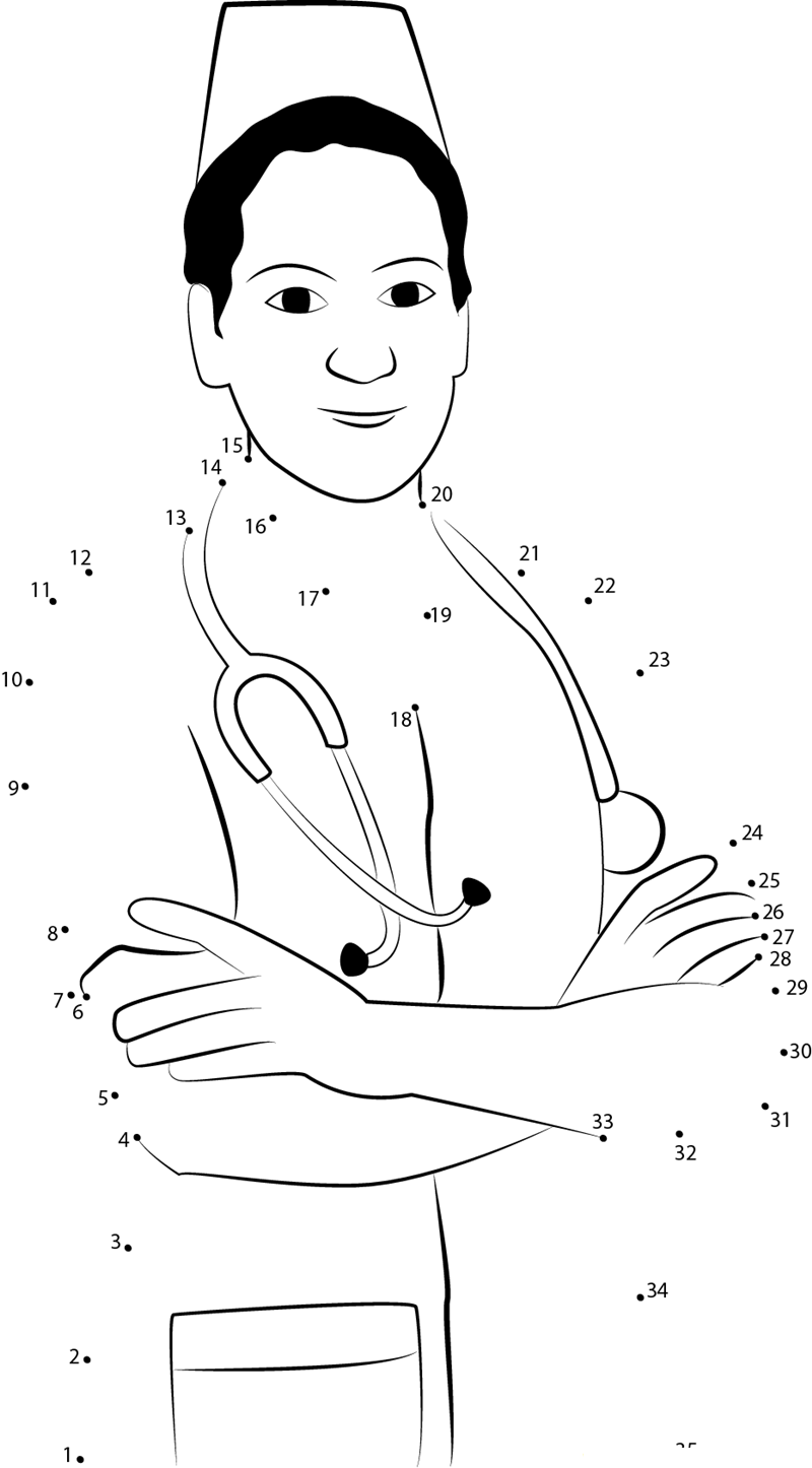 Happy Nurse printable dot to dot worksheet