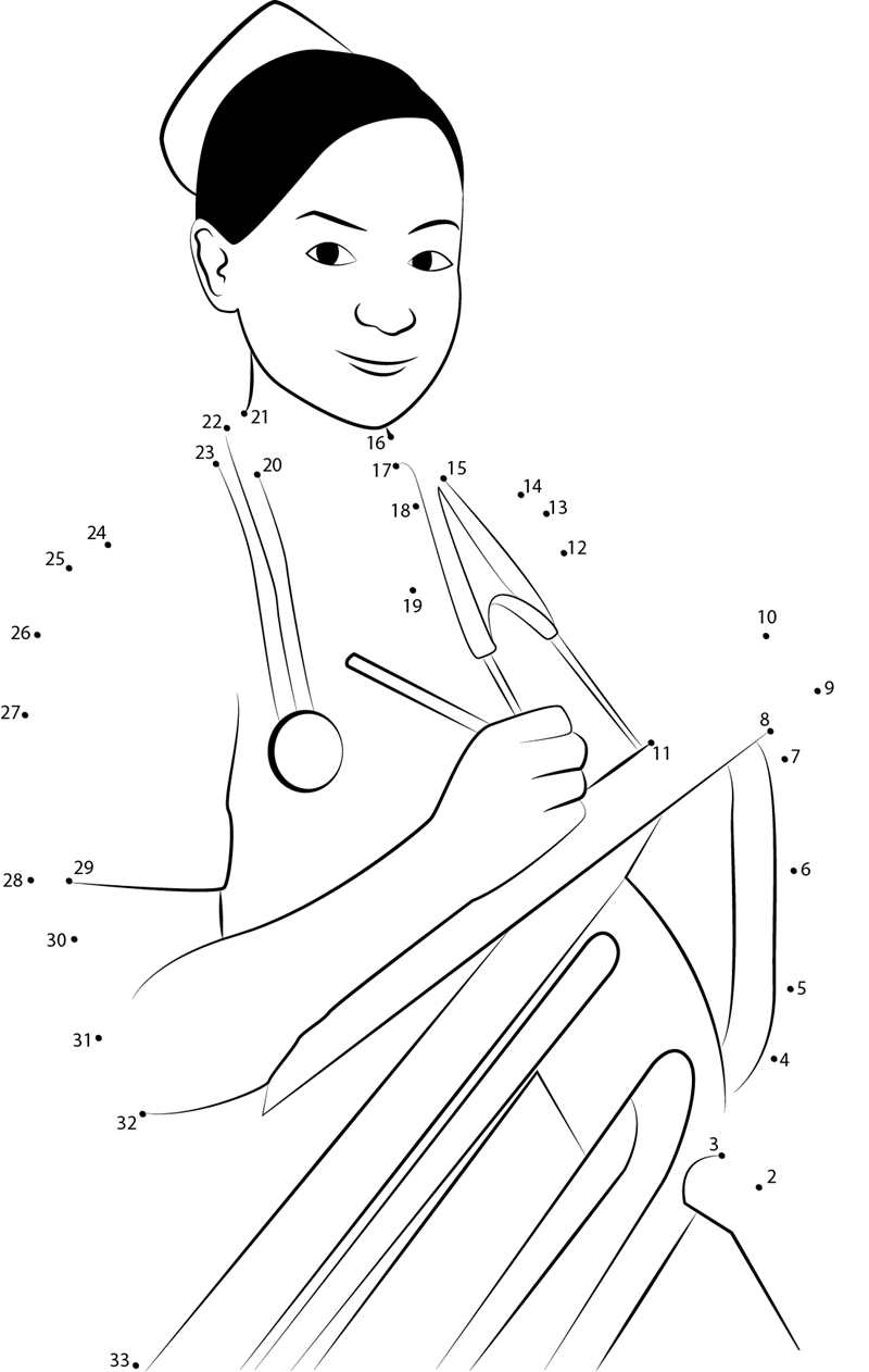 Nurse Taking Notes printable dot to dot worksheet