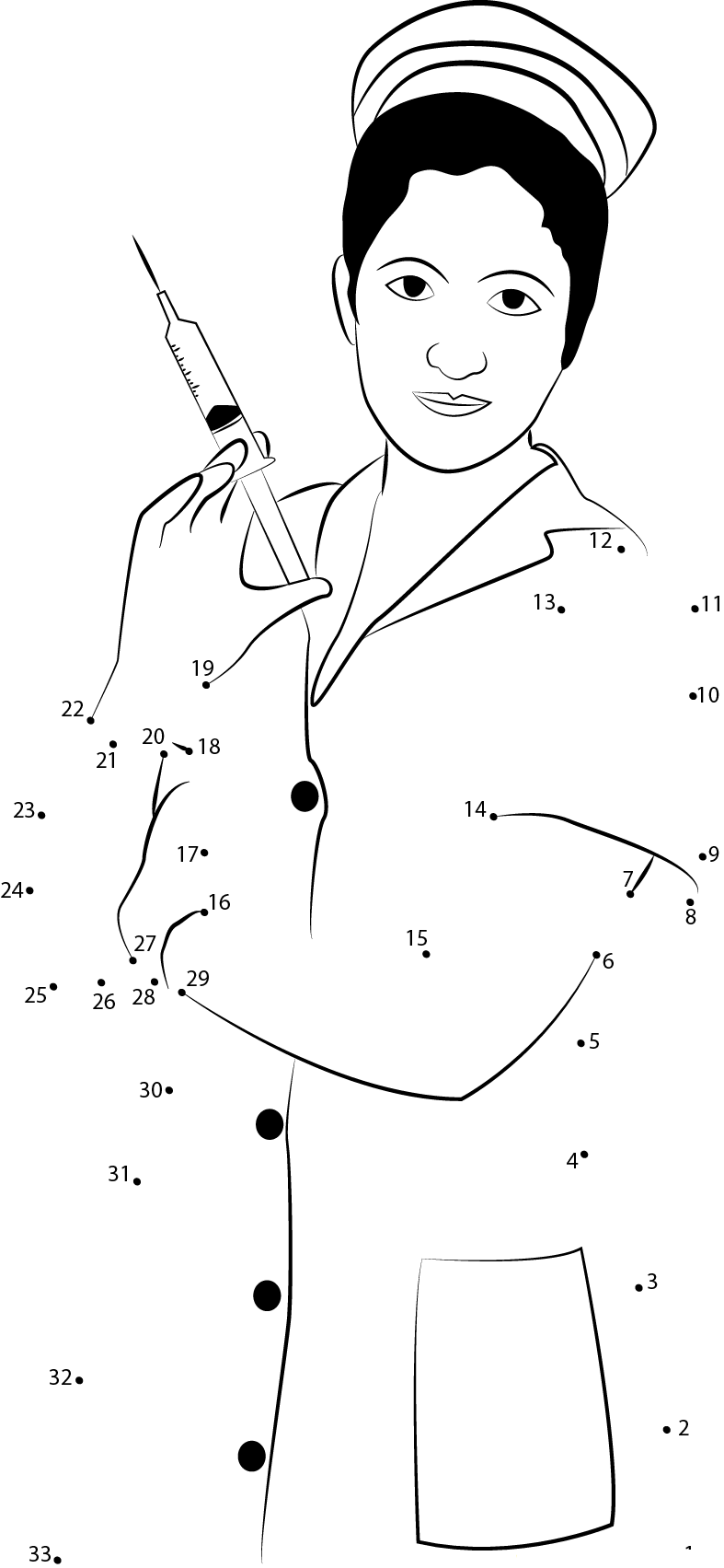 Nurse With Syringe printable dot to dot worksheet