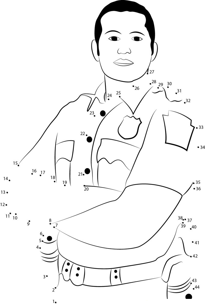 Policeman In Uniform dot to dot worksheets