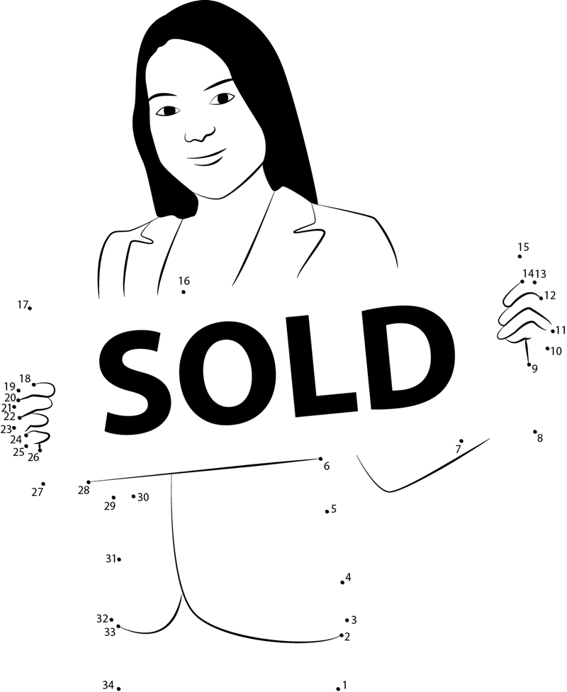 Bigstock Real Estate Agent Holding Sold printable dot to dot worksheet