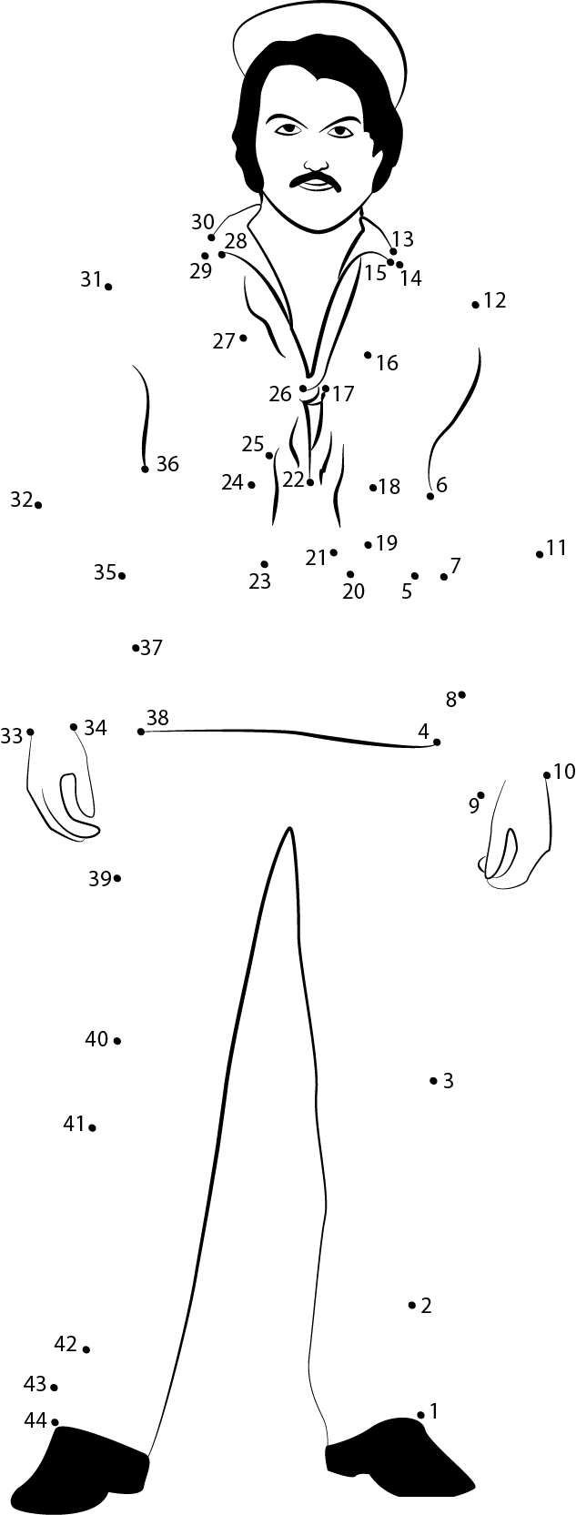 Sailor Man printable dot to dot worksheet