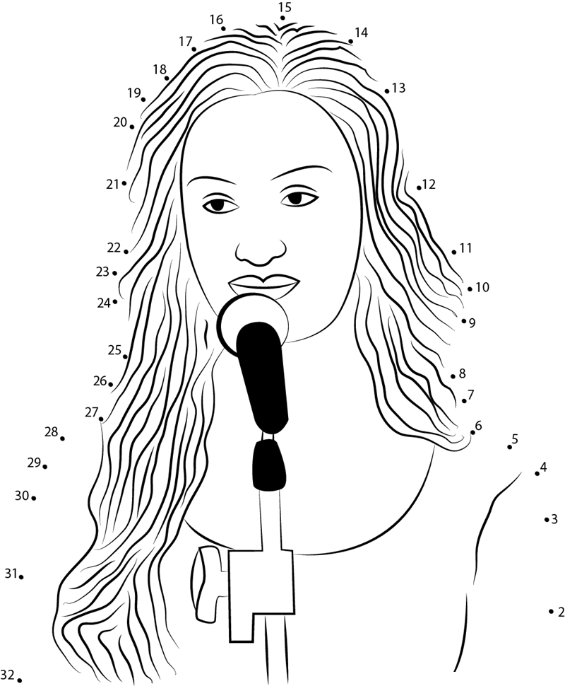 Girl Singer dot to dot worksheets