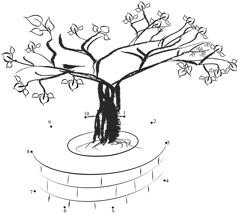 Bodhi Tree printable dot to dot worksheet