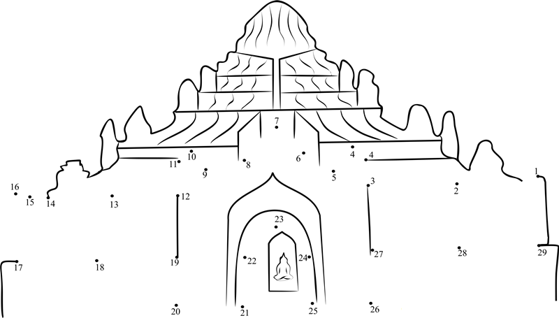 Dhammayangyi Temple printable dot to dot worksheet