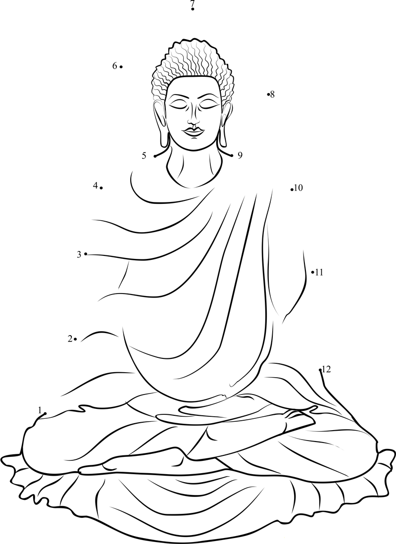 Gautama Buddha printable dot to dot worksheet