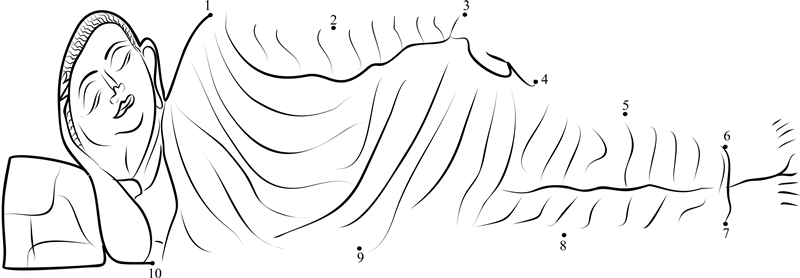 Lord Buddha printable dot to dot worksheet