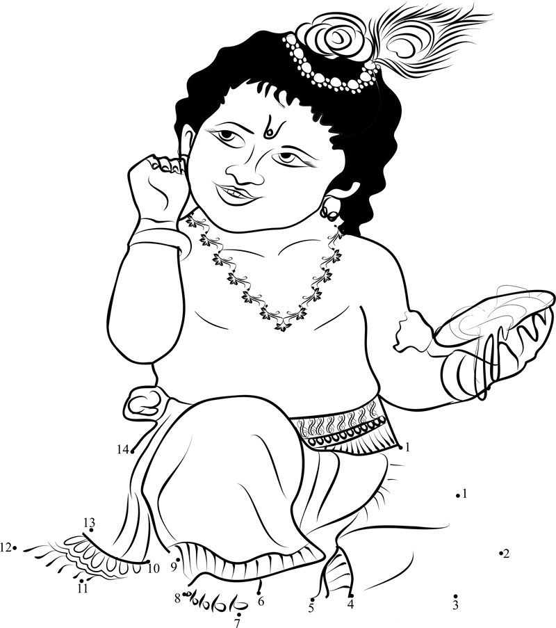 Bal Krishna Leela dot to dot worksheets