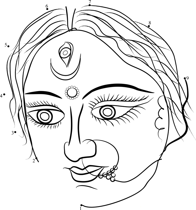 Durga Eyes dot to dot worksheets