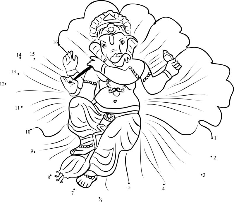 Flower With Ganesh dot to dot worksheets