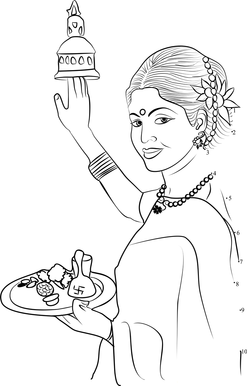 Hindu Puja Aarti Thali dot to dot worksheets