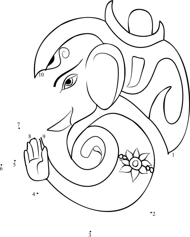 Omkar Swaroop Ganesha dot to dot worksheets