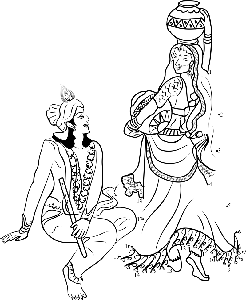 Radha Krishna dot to dot worksheets