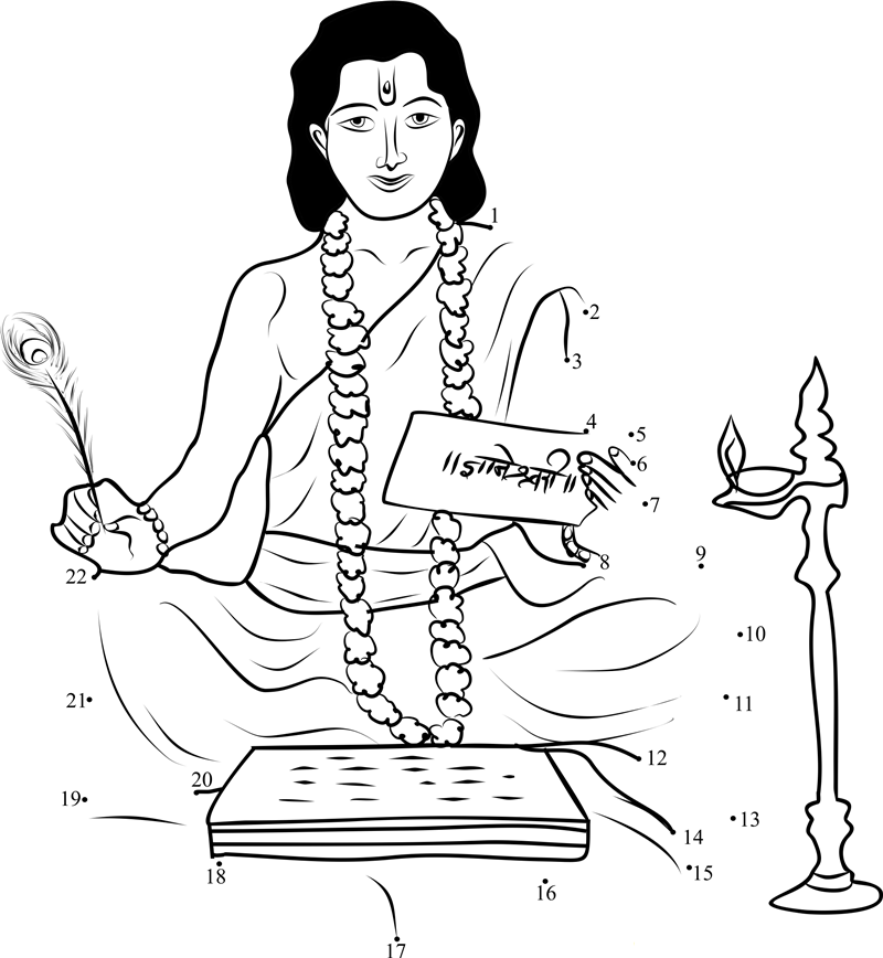 Saint Dnyaneshwar dot to dot worksheets