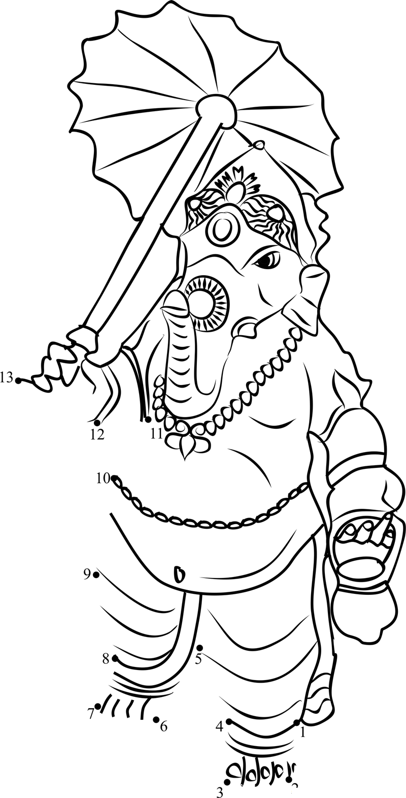 Shri Ganesh dot to dot worksheets