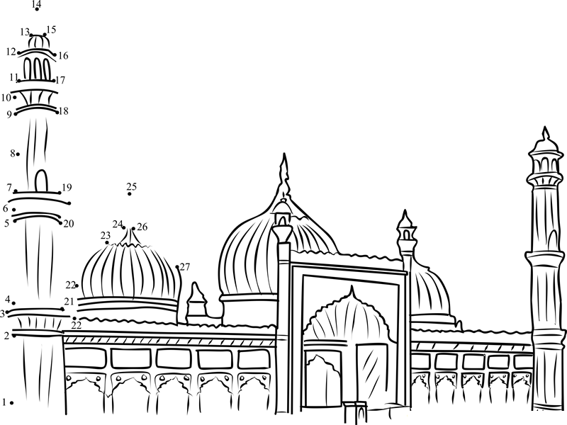 Jama Masjid printable dot to dot worksheet