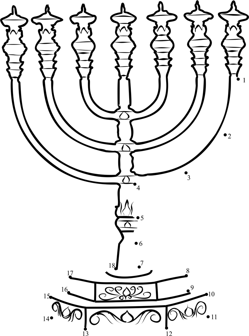 Menorah dot to dot worksheets