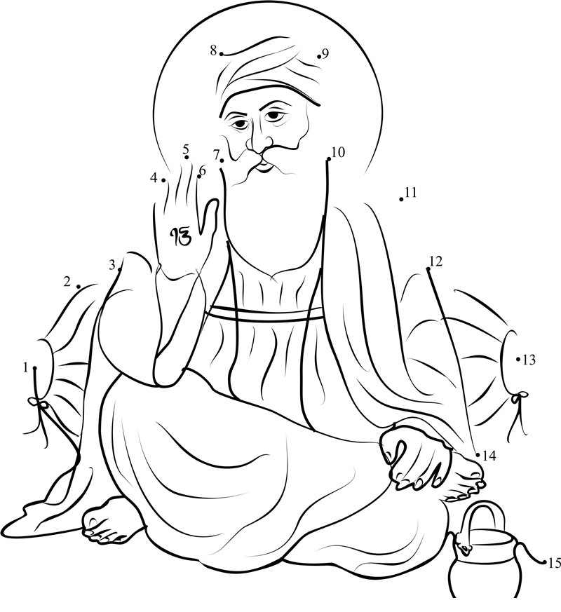 Bhagawan Guru Nanak Ji dot to dot worksheets