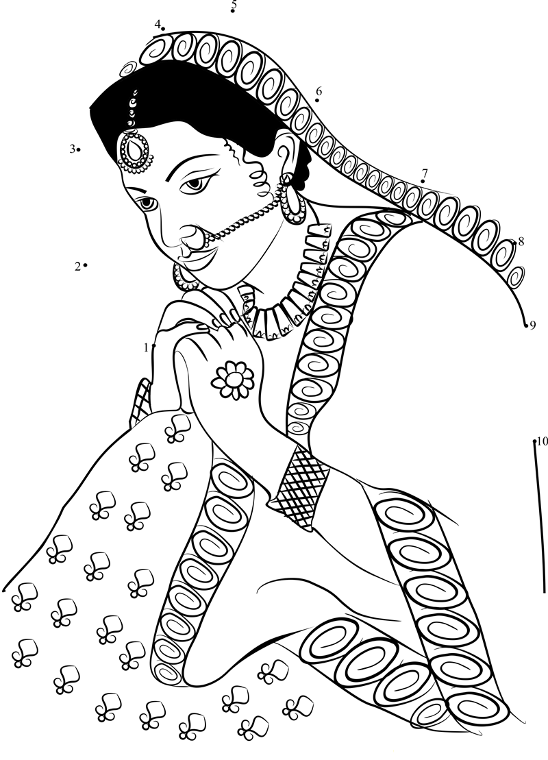 Punjabi Bride dot to dot worksheets