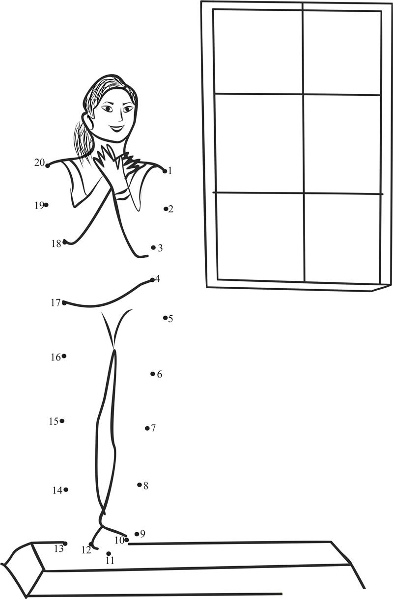 Aerobics Pose Girl dot to dot worksheet