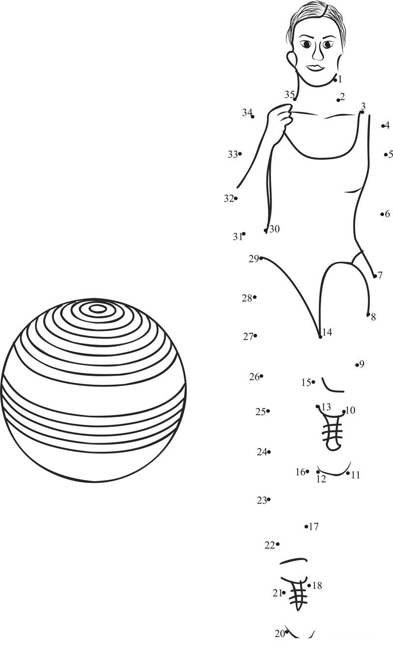 Girl Doing Aerobic dot to dot worksheet