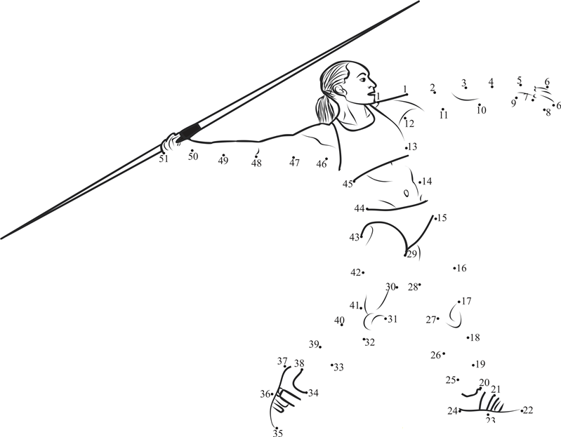 Spear Throw Women dot to dot worksheet