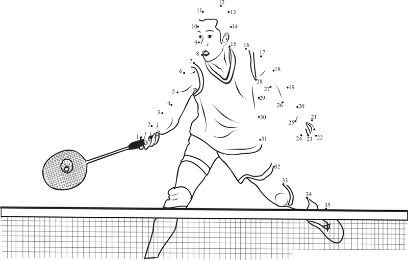 Badminton Net Shuttle Scoop dot to dot worksheets