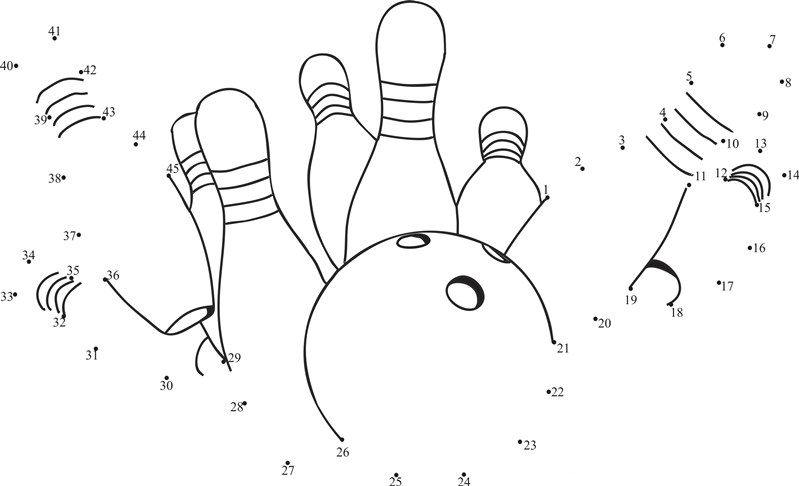 Bowling Strike printable dot to dot worksheet