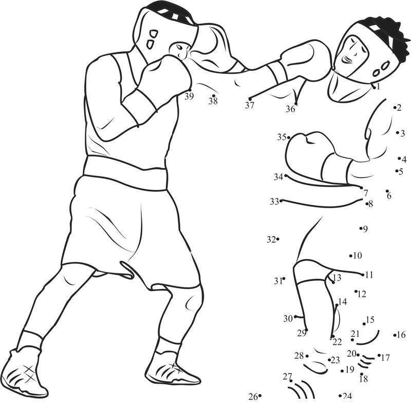 Boxing Punch printable dot to dot worksheet