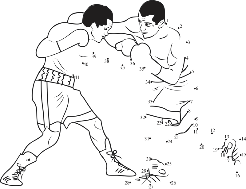 Men Boxing Ring printable dot to dot worksheet