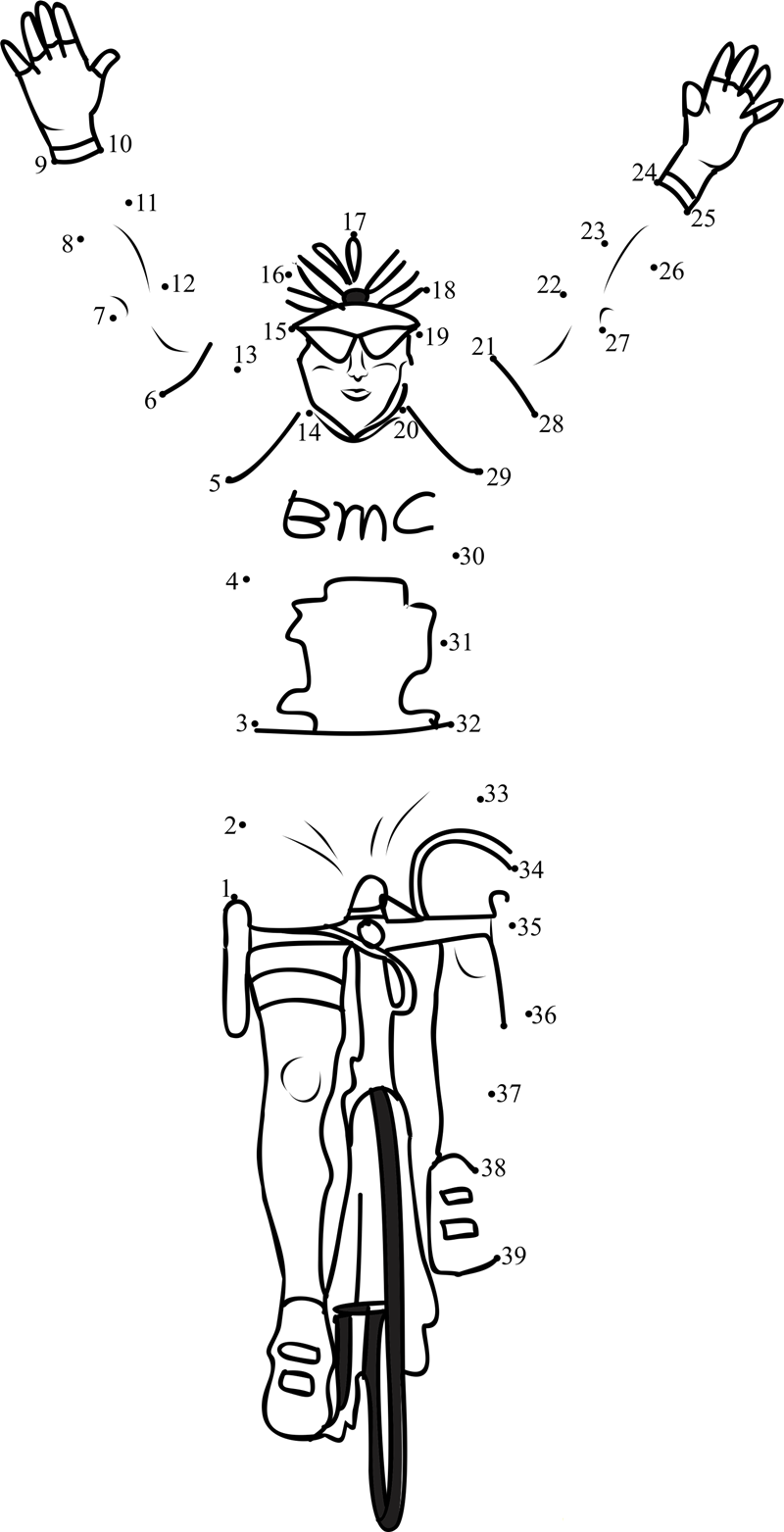 Winning Cyclist dot to dot worksheets