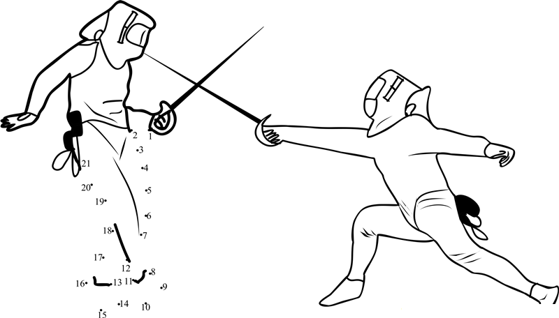 Fencing Championship printable dot to dot worksheet