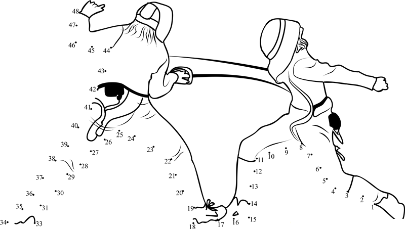 Fencing Sport printable dot to dot worksheet