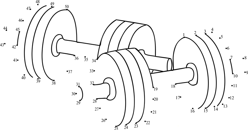 Dumb Bells printable dot to dot worksheet