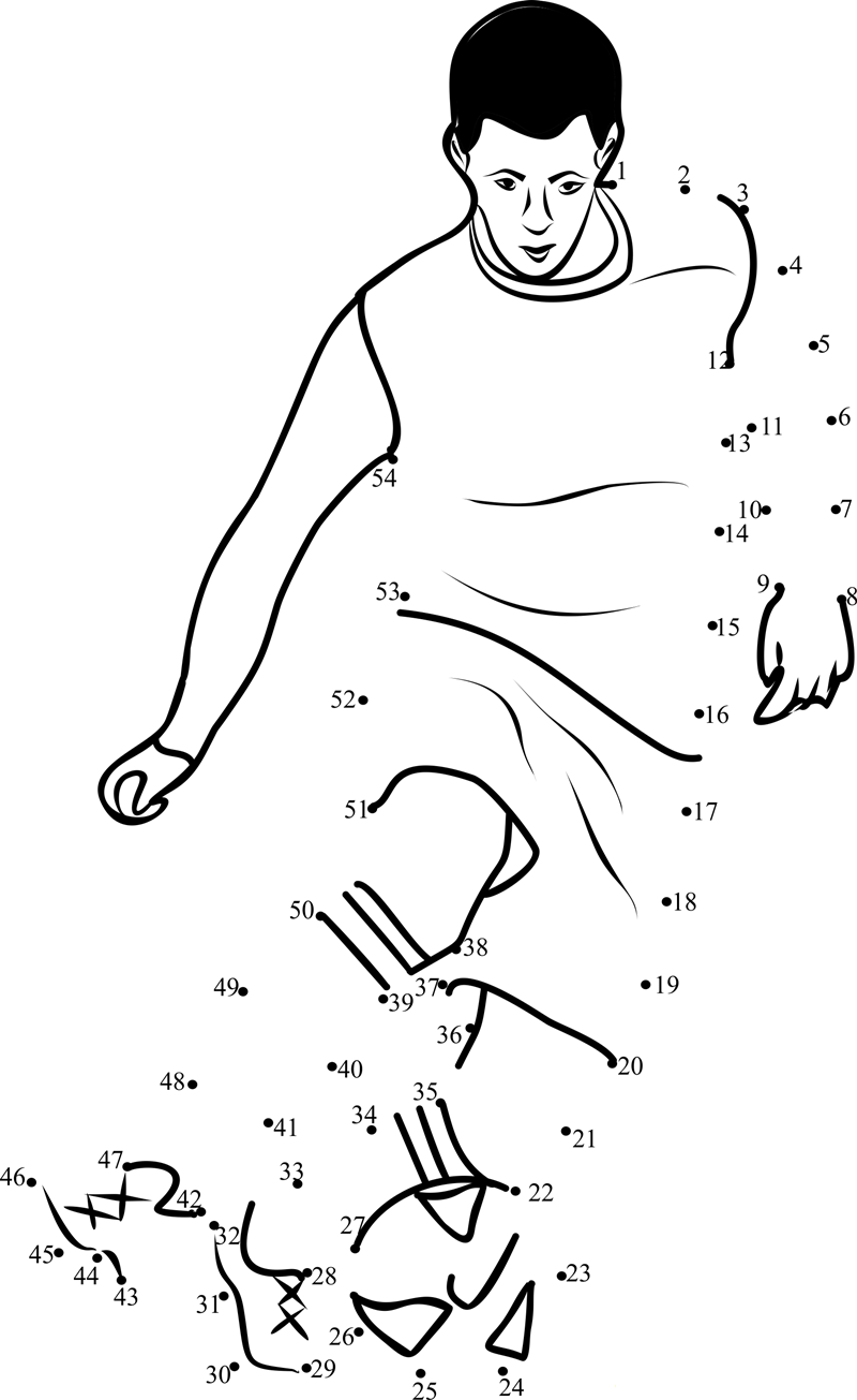 Football Playing printable dot to dot worksheet