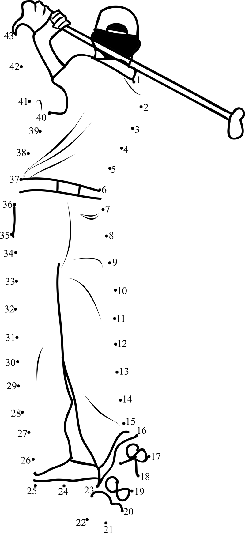 Golf Shot Swing printable dot to dot worksheet