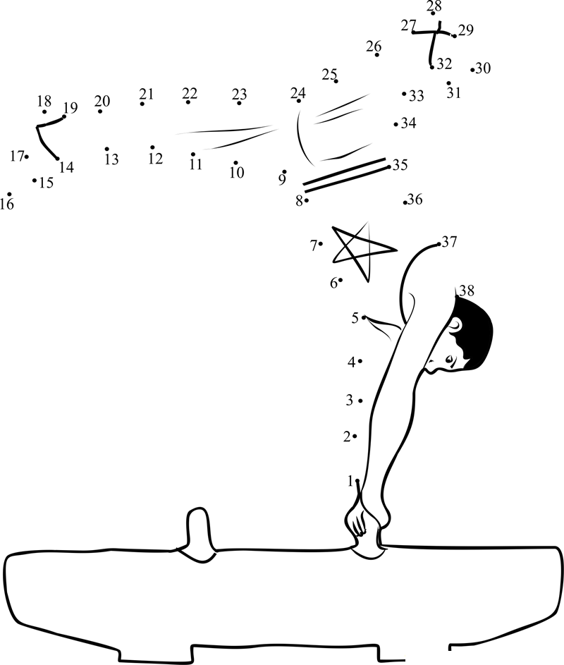 Gymnastics Pommel Horse printable dot to dot worksheet