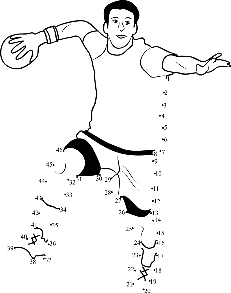 Handball Sport printable dot to dot worksheet