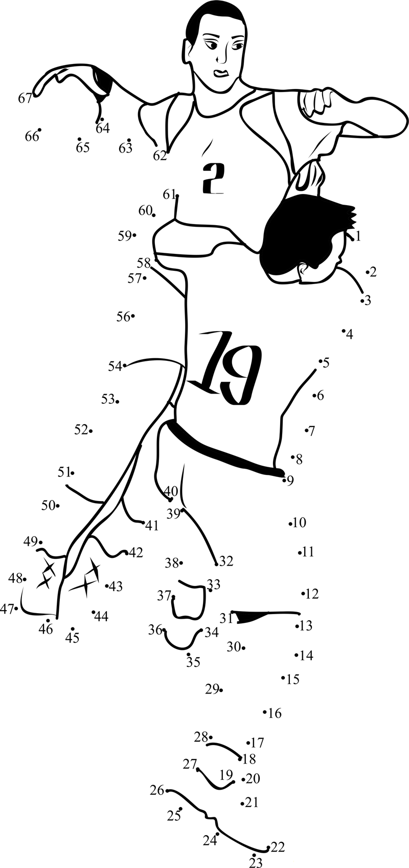 Handball Throw printable dot to dot worksheet