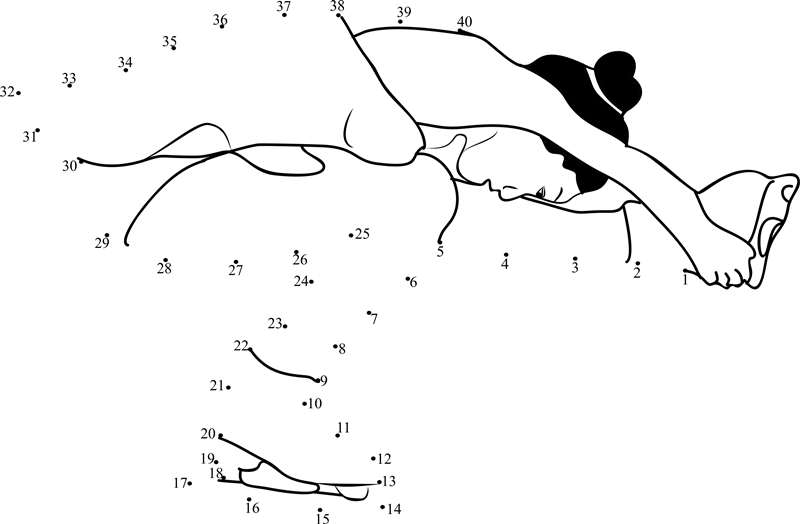 Ice Skating printable dot to dot worksheet