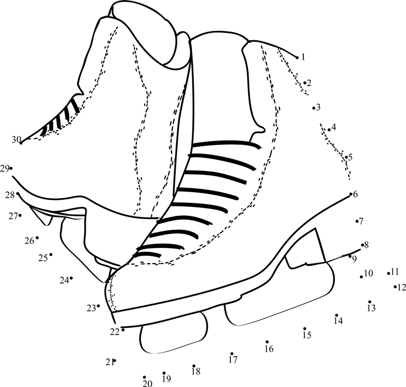 Ice Skating Boots printable dot to dot worksheet