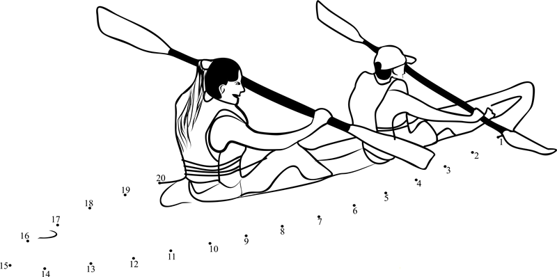 Double Kayak printable dot to dot worksheet