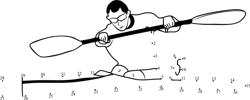 Kayaking Competition printable dot to dot worksheet