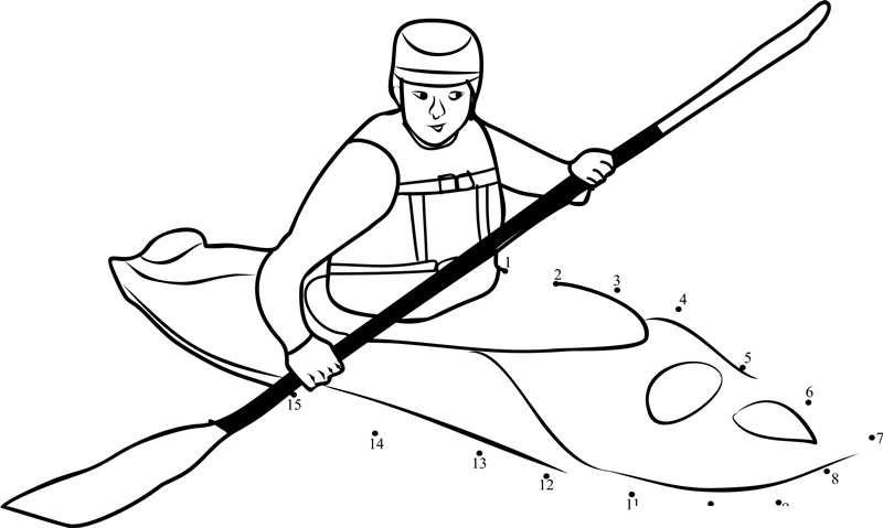 Single Kayaker printable dot to dot worksheet