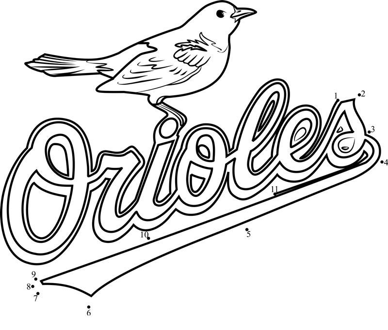 Baltimore-Orioles-Logo-Dot-To-Dot printable dot to dot worksheet