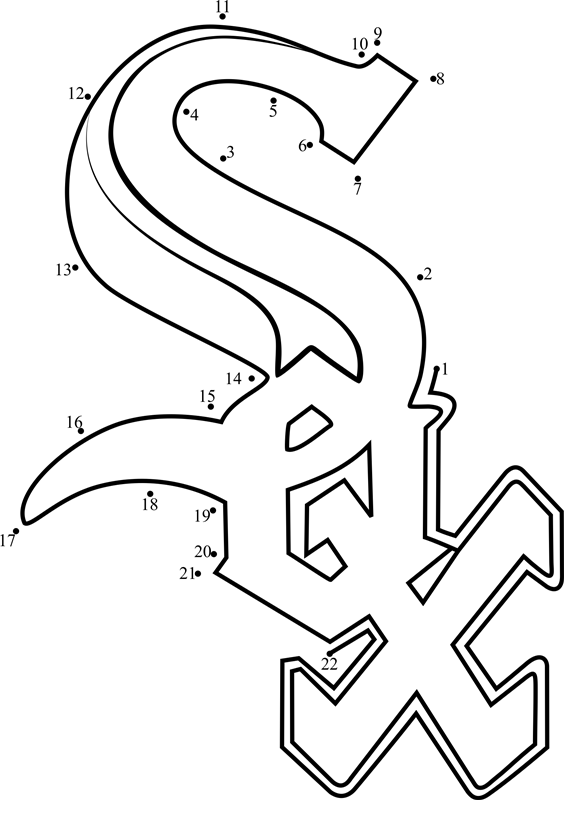 Chicago-White-Sox-Logo-Dot-To-Dot printable dot to dot worksheet