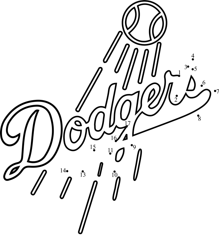 Los-Angeles-Dodgers-Logo-Dot-To-Dot dot to dot worksheets