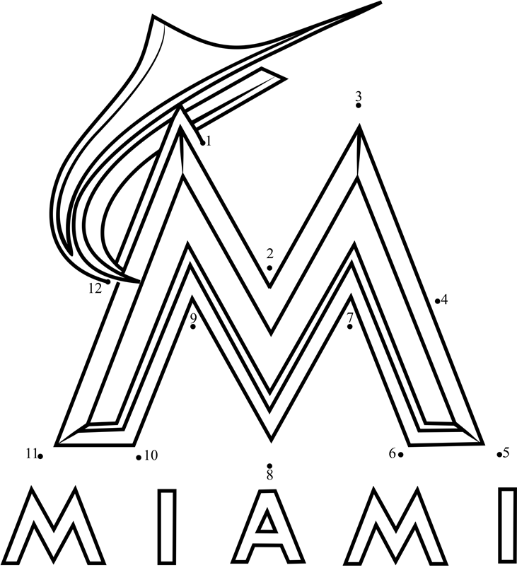 Miami-Marlins-Logo-Dot-To-Dot dot to dot worksheets