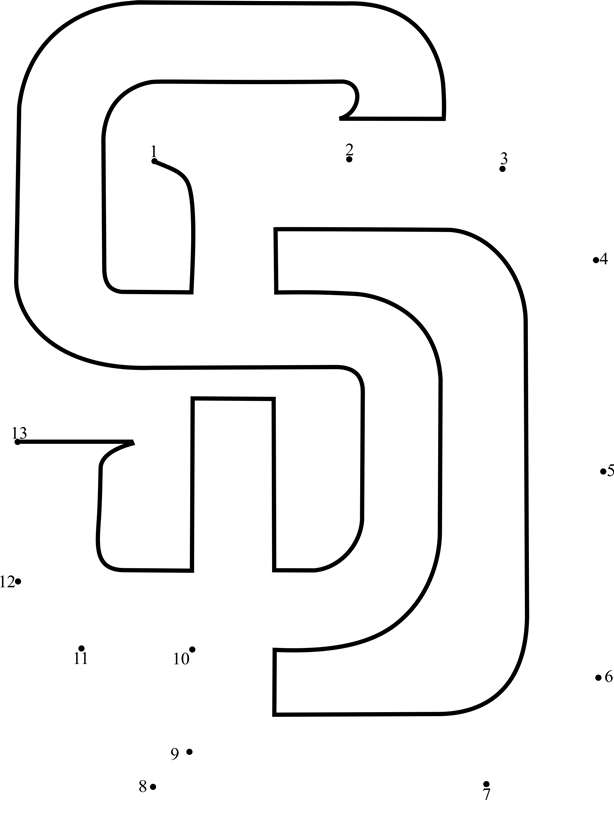 San-Diego-Padres-Logo-Dot-To-Dot printable dot to dot worksheet